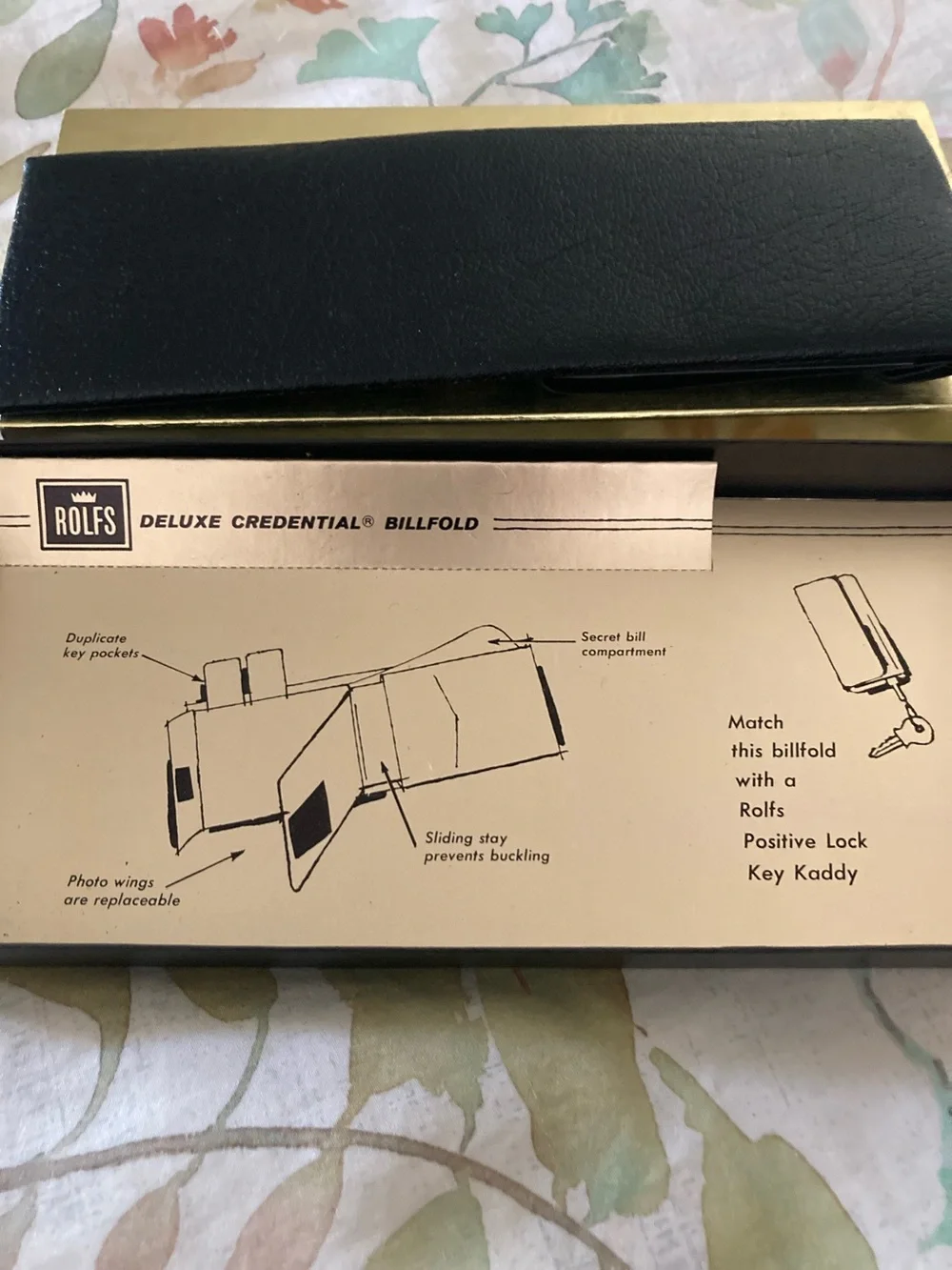 Rolfs Black Leather Deluxe Credential Billfold with Gift Box